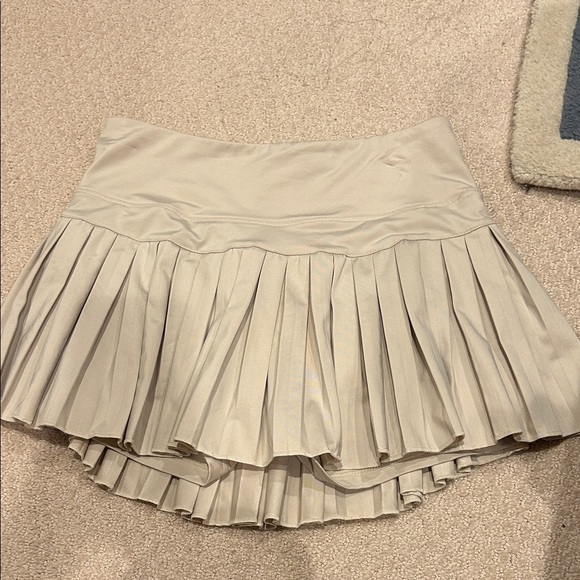 Women's Cream Pleated Mini Skirt - Picture 1 of 5